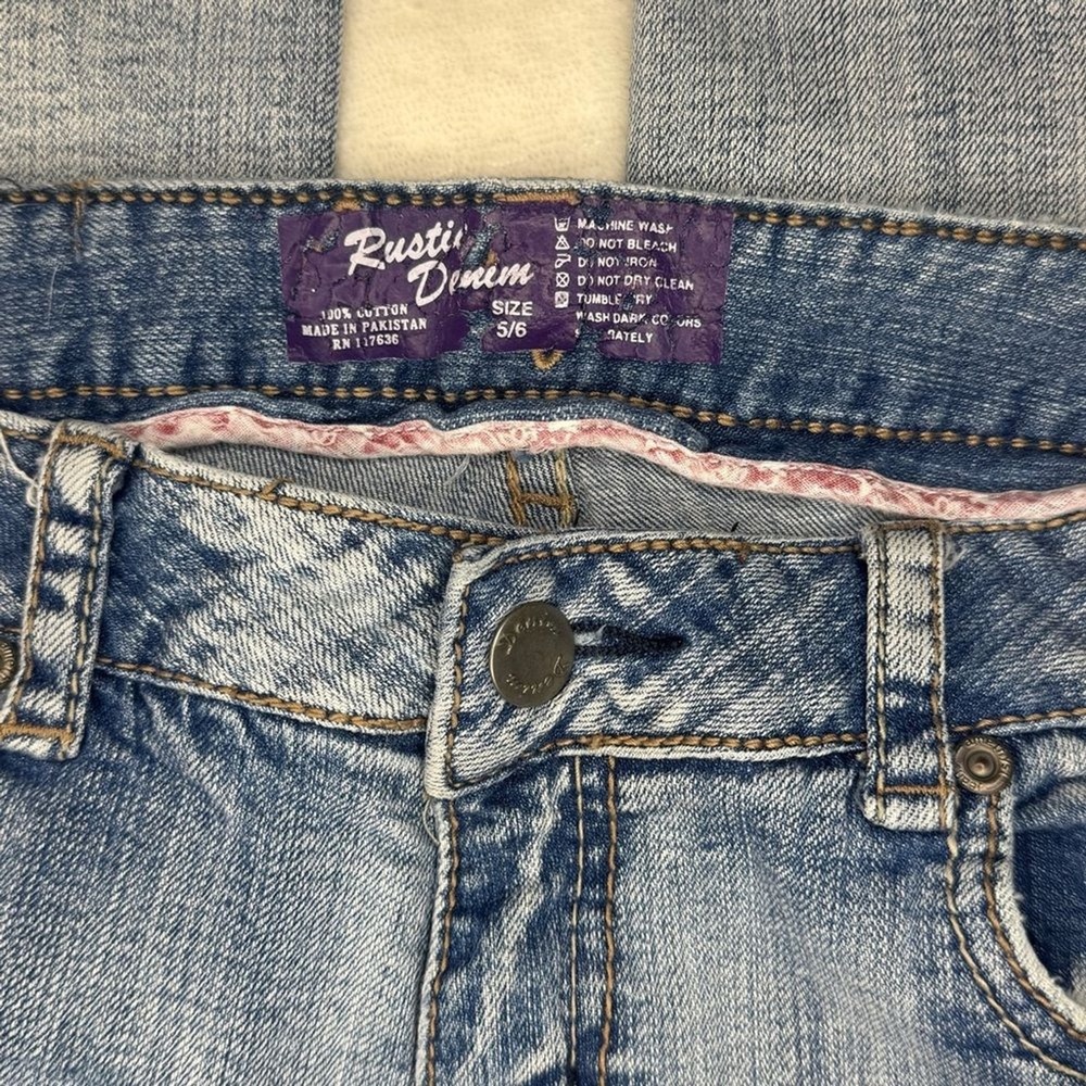 Rustic Denim Blue Jean‎ Capris Jeans White Wash - Picture 6 of 7
